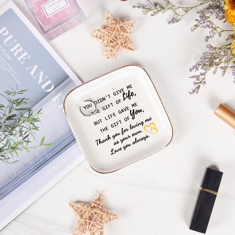 Piudee Step Mom Gifts for Bonus Mom Jewelry Dish Ring Dish Tray for Mother in Law Birthday Christmas Valentines Mother's Day Gift for Stepmom Bonus Mom - Thank You for Loving Me As Your Own - Image 2